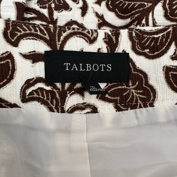 Talbots linen brown and cream floral A-line skirt size 10 - Picture 5 of 6